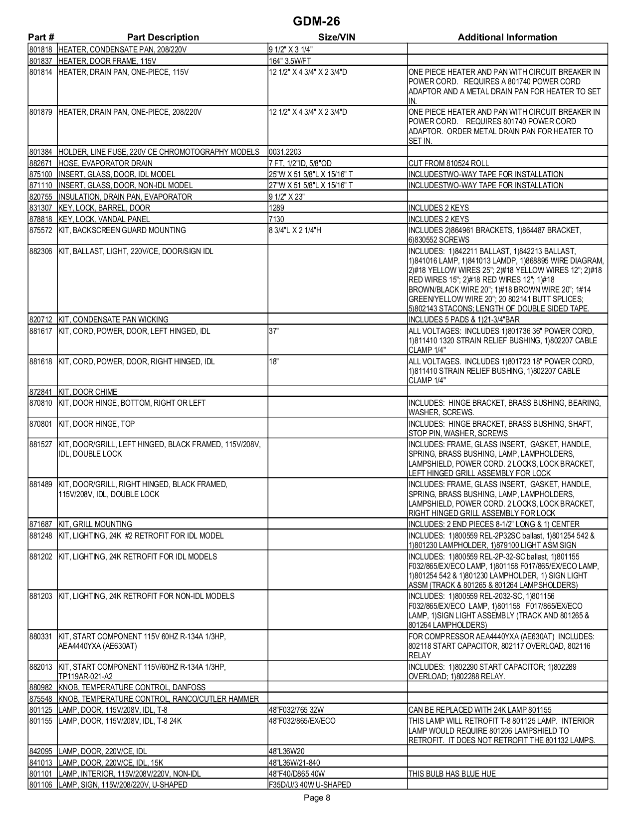 PDF manual for True Refrigerator GDM-26